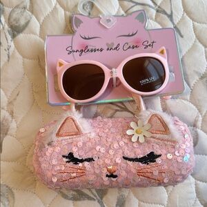 Pink Cat Sunglasses and Case Set